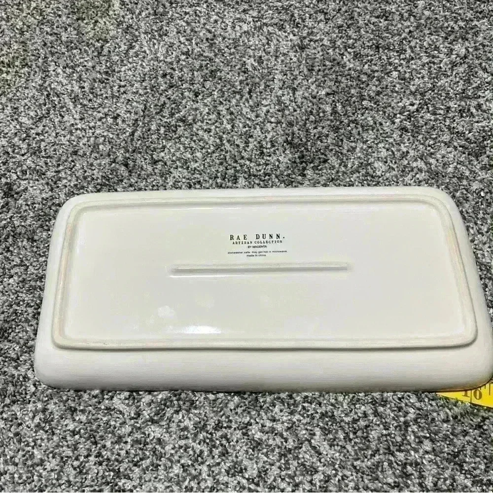 Rae Dunn Coffee Tea Cocoa Chai Tray Platter Ceramic Serving Dish Trinket Dish